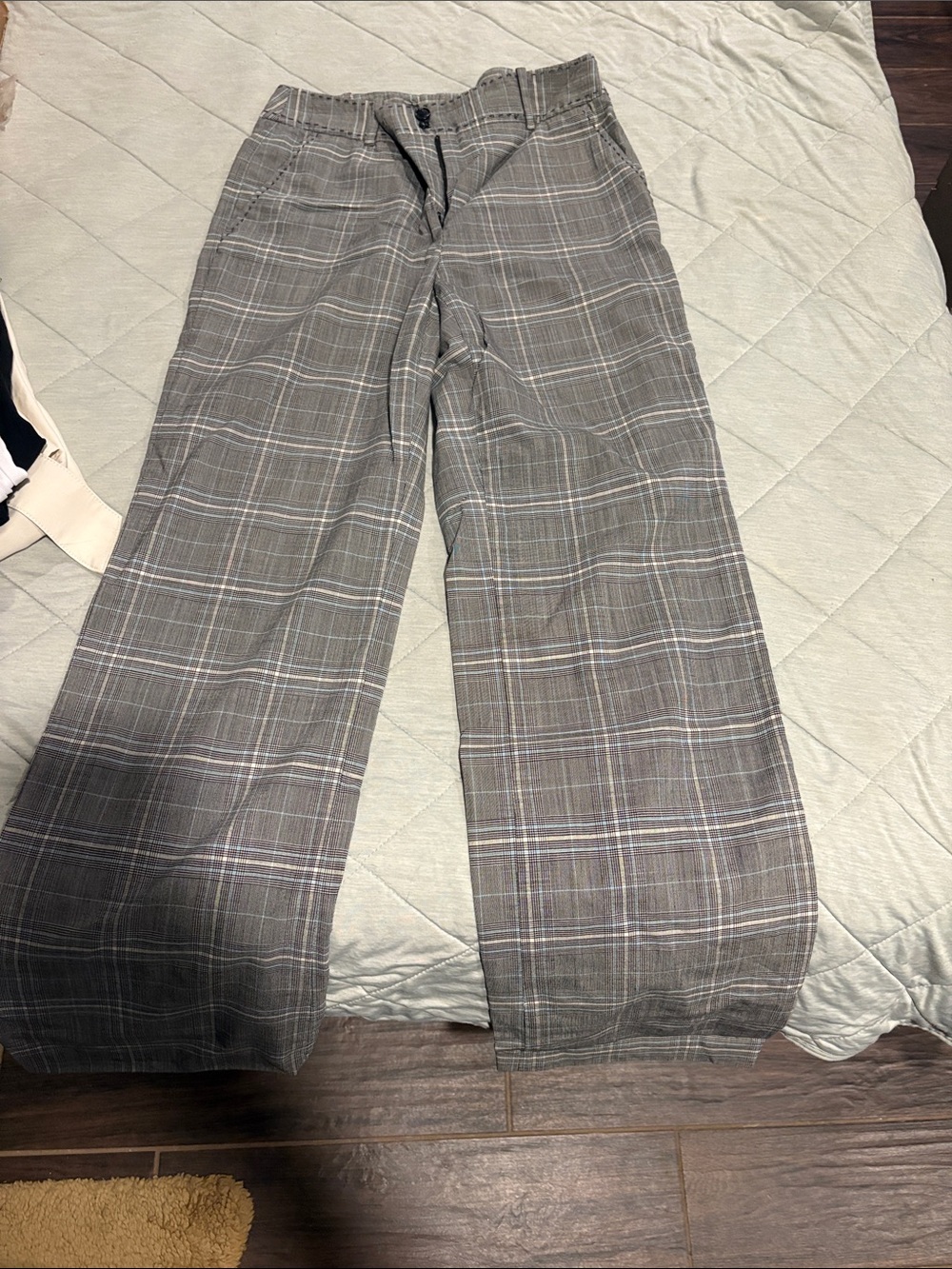 Faconnable Gray Plaid Boot Cut Pants
